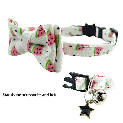 Bowtie Cat Collars Breakaway with Bell, Adjustable Cute Kitty Collars Safety Buckle Kitten Collar for Cat Puppy 7.5-11in - color: 7