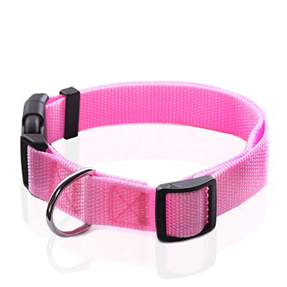 SALO Nylon Dog Collar, Adjustable Dog Collars for Medium Large Dogs, 1 Inch Wide (3/4" x 14-21", Pink) - color: Pink, size: 3/4"x 14-21"