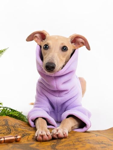 Dog Fleece Sweater Turtleneck Long Sleeve Pullover Sweatshirt Warm Puppy Clothes for Small Medium Dogs - color: Purple, size: Medium