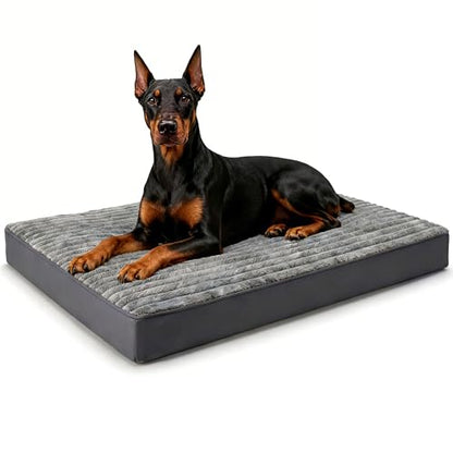 Dog Bed Extra Large Sized Dogs, Orthopedic Flannel XXL Dog Bed with Removable Washable Cover, Waterproof Indestructible Big Dogs Beds with Anti-Slip Bottom, Egg Crate Memory Foam Pad, 47"x29"x4", Grey - size: XXL(47"x29"x4")