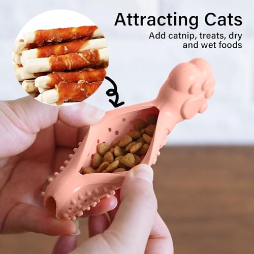 Cat Teething Toy, Cute Paw Chew Toys for Cat Dental Care, Pet Treat Dispenser Toy for Kitten Chewing, Kicking and Boredom Releasing, Pet Puzzle Toys (Pink-2 PCS) - color: Pink-2 PCS