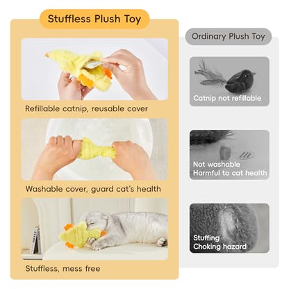 Potaroma Cat Toys Catnip Crinkly Sound 2 Pcs, Mess-Free Stuffless Kitten Toy, Durable Feline Bite Interactive Kicker Toys for Cat Indoor Exercise 6.5 Inches