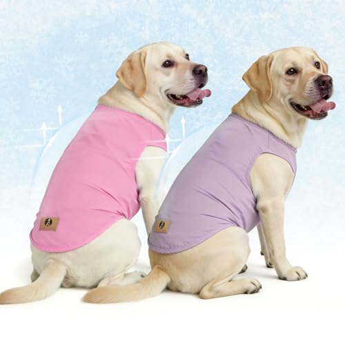 KOOLTAIL Cooling Sunblock Dog Clothes for Large Dogs, 2 Pack UPF50+ UV & Insect Protection Quick Dry Dog T Shirts for Outdoor, Anti-Hair Loss Breathable Sleeveless Pet Vest Tank Tops, Pink & Purple, L - color: Pink&Purple, size: Large(Chest 24", Back 17")