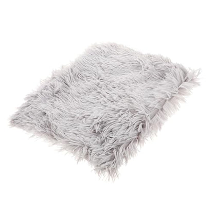 SHOWERORO Pet Plush Mat Double-Layer Warm Dog Blanket Soft Fluffy Crate Cushion Non-Slip Pet Floor Sleeping Mat for Small to Large Dogs and Cats, Light Gray S