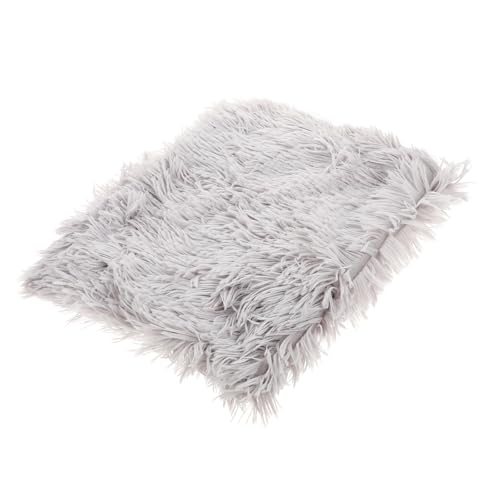 SHOWERORO Pet Plush Mat Double-Layer Warm Dog Blanket Soft Fluffy Crate Cushion Non-Slip Pet Floor Sleeping Mat for Small to Large Dogs and Cats, Light Gray S
