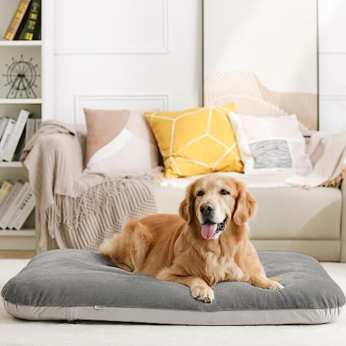 Super Soft Large Dog Bed, 39 Inches Orthopedic Foam Pet Beds with Anti Slip Bottom, Dog Sleeping Mattress with Removable and Washable Cover, Grey - color: Grey, size: 39.0"L x 33.5"W x 4.0"Th