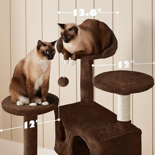 Yaheetech 54in Cat Tree Tower Condo Cat Furniture w/Scratching Post for Kittens Pet House Play - color: Brown, size: 54in