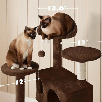 Yaheetech 54in Cat Tree Tower Condo Cat Furniture w/Scratching Post for Kittens Pet House Play - color: Brown, size: 54in