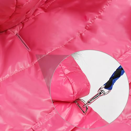 Dog Coat for Small Dogs, Windproof Doggie Puffer Jacket with Leash Hole, Extra Warm Dog Jacket Winter Coat, Pink XXL - color: Pink, size: XX-Large