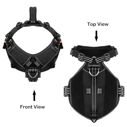 ICEFANG GN8 Tactical Dog Harness with 4X Metal Buckles for Small Sized Dogs,Reflective in Training Walking K9 Vest,No-Pull Front Leash Clip,Adjustable Pet Harness (Black, Small (Pack of 1)) - color: Black, size: Small (Pack of 1)