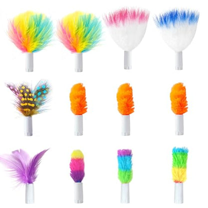ORSDA 12Pcs Interchangeable Attachments Cat Feather Toys Replaceable Feathers and Fluffy Toy Accessories - color: Various Refills Feathers*12