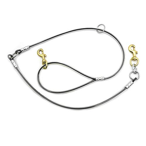 5' Cable & Cable Dog Leash Tree Tie Lead with O Ring (Black) - color: Black
