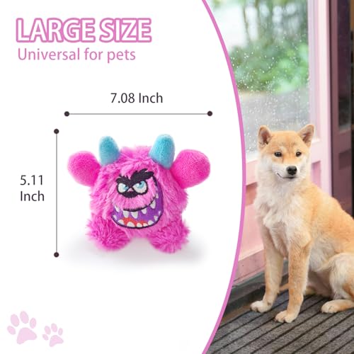 Squeaky Plush Ball Dog Toy, Little Monster Puppy Toys Suitable for All Breeds, Dental Care, Skin-Friendly and Soft and Durable (Rose Red, Large) - color: Rose Red, size: Large