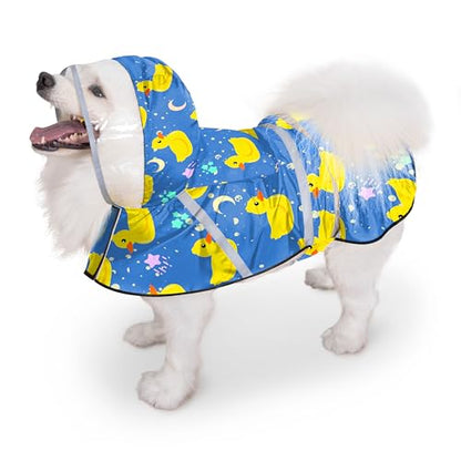 Dog Raincoat, Adjustable Rain Jacket with Hooded Double Layer for Large Medium Small Dogs Puppies, Lightweight Waterproof Rain Coat Poncho with Reflective Stripe Duck Blue,XL - color: Duck Blue, size: X-large