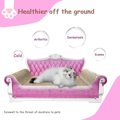 Luxury Cardboard Cat Scratcher Sofa Bed, Couch Shaped Scratching Board with Catnip, Scratcher for Indoor Cats, Large Pink - color: Pink Sofa