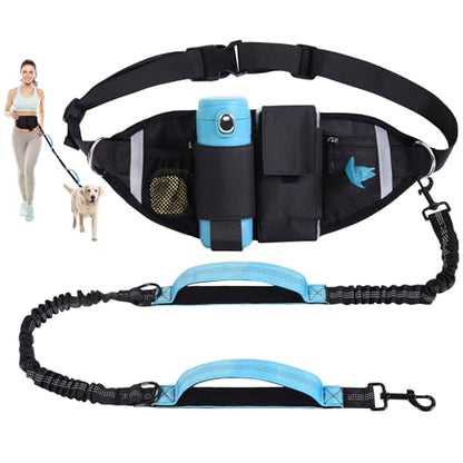 Hands Free Dog Leash, Waist Leash for Dog Walking, Running, Jogging, Waist Leashes with Adjustable Belt, Medium & Large Dogs Running Leashes Hands Free, Dual Padded Handles and Durable Bungee(Blue) - color: Blue
