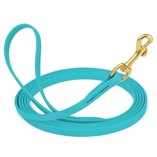 Viper K9 Biothane Working Dog Leash Waterproof Lead for Tracking Training Schutzhund Dog Sport & Search - Odor-Proof Long Line with Solid Brass Snap for Puppy Medium and Large 1/2" x 10ft Sky Blue - color: Sky Blue, size: 1/2" x 10ft