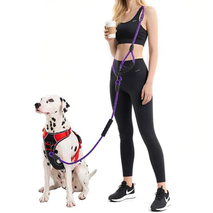 Cymiler Hands Free Dog Leash, 8 Ft Reflective Cross-Body Pet Rope Leashes with Sponge Handle, Heavy Duty Nylon, for Running, Hiking, Training, Waist Leash for Small Medium Large Dogs (Purple) - color: Purple