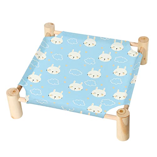 Cat and Dog Hammock Bed for Small Dogs, Brethable Wooden Cat Pet Rabbit Elevated Cooling Outdoor Bed Cots Furniture for Summer Rabbits - color: Rabbit