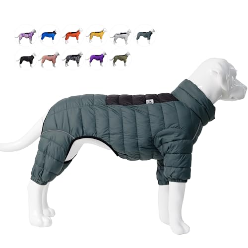 ArmyGreen Dog Warm Coat, Waterproof Windproof Reflective Vest, Zippered Adjustable Snow Jacket for Small to Large Dogs - color: Armygreen, size: M (12.5inch Back)