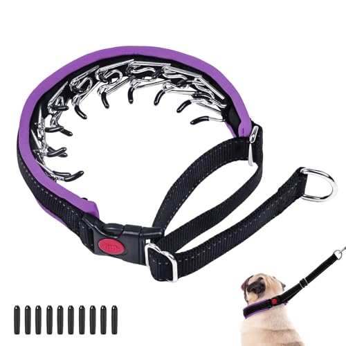 Martingale No Pull Dog Collar - Heavy Duty Nylon With Buckle, Adjustable Anti Pull Reflective Slip for Large Medium Small Dog Training Walking S Purple - color: Black Purple, size: S (11"-15" Neck, 1" Wide)