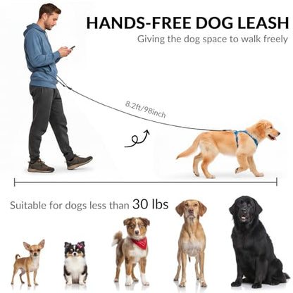 8.2ft Hands Free Dog Leash,Versatile Waist & Crossbody Lead for Medium Dogs,Waterproof & Adjustable for Running Jogging Walking, 360° Swivel Metal Buckle (Black) - color: Black