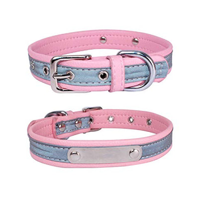 Custom Personalized Reflective Cat Dog Collar and Leash Set with Engraved Name Plate Pink Puppy Kitty Dog Cat Collar and 4 FT Leash Set for Small Medium Large Girl Boy Dogs Cats - color: Pink, size: M (10.2-13.4in)