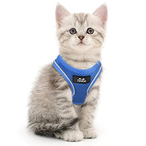 TwoEar Dog Vest Harness Reflective, No-Pull Pet Harness Easy Control with Breathable Mesh, Soft Puppy Step-in Harness No-Choke for Outdoor Walking, Training for Small Dogs, Cats(XS, Blue) - color: Blue, size: XS(Neck:12.2-13.0"/Chest:14.2-16.1")