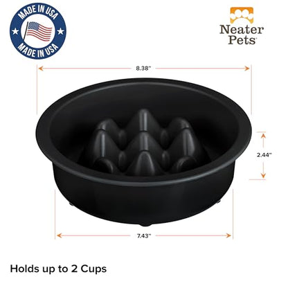 The Niner Slow Feed Bowl - Raised Peaks Slow Down Pets Eating - Fits Elevated Feeders Including Neater Feeder Large Sizes - Gentle on Teeth and Gums - Holds up to 2 Cups (Black) - color: Black