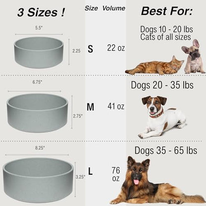 Loving Pets - Dolce Bamboo - Eco-Friendly Pet Bowls & Dishes for Dog, Cats, Puppy Food and Water Dish -Sustainable and Dishwasher Safe, Made with Real Bamboo (Medium, Slate-Grey) - color: Slate Grey, size: Medium Dish
