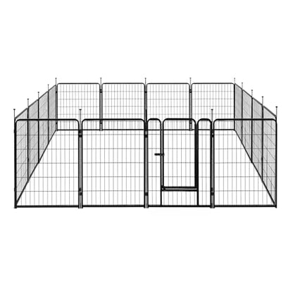 Amazon Basics Dog Playpen, 16 Panels Metal Fence with Door, Foldable for Indoor and Outdoor Use, Suitable for Small to Medium Sized Dogs, 30 Inch Height, Black - style: 16pcs-30"