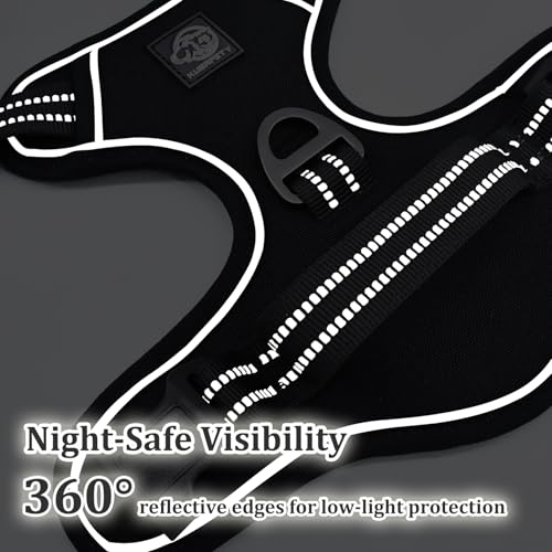 Vest Harness for Dogs - Reflective Adjustable Padding with Easy-On Design & Leash Attachment (XL, Black) - color: Black, size: XL