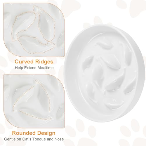 Anti-Bloat Ceramic Slow Feeder Bowl - Fish Pool Design Interactive Puzzle Feeder for Cats & Small Dogs, Food-Safe Porcelain Healthy Eating Dish (Green-Ceramic) - color: Green-Ceramic