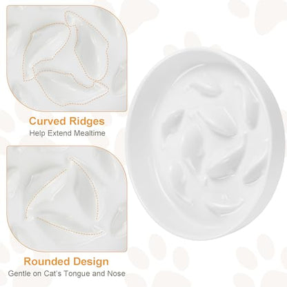 Anti-Bloat Ceramic Slow Feeder Bowl - Fish Pool Design Interactive Puzzle Feeder for Cats & Small Dogs, Food-Safe Porcelain Healthy Eating Dish (Green-Ceramic) - color: Green-Ceramic