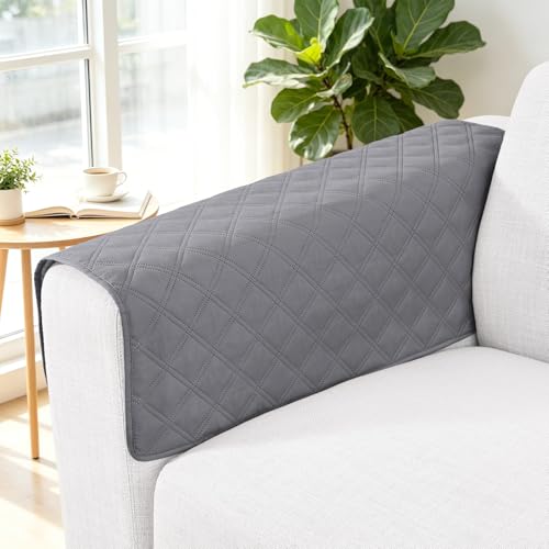 Smiry Waterproof Couch Covers for Dogs Washable, Reversible Pet Couch Covers for 3 Cushion Sofa Pet Friendly, Soft Sofa Furniture Protector for Dogs Cat Kids, Checkered (40"x40", Grey/Dark Grey) - color: Grey/Dark Grey, size: 40x40 Inch