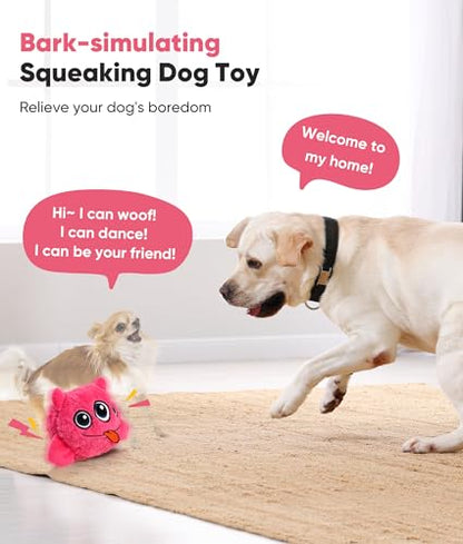 Petbobi Interactive Dog Toys Ball, USB Rechargeable Moving Dog Toy with Barking Sounds, Plush Monster Ball with Washable Cover, 4.9" Pet Toy for Small & Medium Dogs, Christmas & Birthday Gift - color: Pink