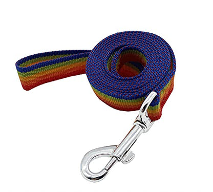Nylon Dog Training Leash, Traction Rope, 4/5/6 Feet Long, 3/4 Inch 1 Inch Wide, for Small and Medium Dogs (1'' x 4 FT, Rainbow) - color: Rainbow, size: 1'' x 4 FT