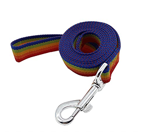 Nylon Dog Training Leash, Traction Rope, 4/5/6 Feet Long, 3/4 Inch 1 Inch Wide, for Small and Medium Dogs (1'' x 4 FT, Rainbow) - color: Rainbow, size: 1'' x 4 FT
