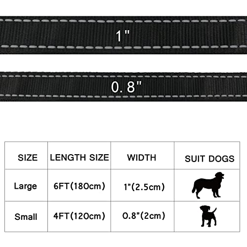 USB Rechargeable LED Dog Leash - 7 Colors & Color Cycling Mode, Light Up Dog Leash for Night Walking, Heavy Duty Padded Handle, 6FT for Small Medium Large Dogs