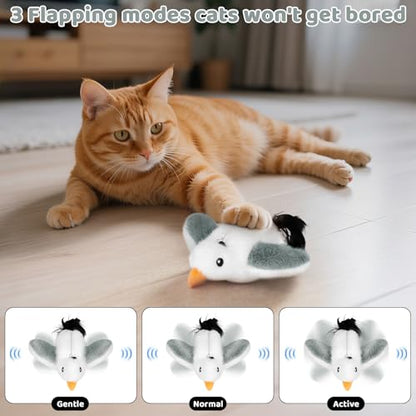 Cat Toys Flapping Birds with Catnip Bags, Chirping Interactive Kitten Toy Indoor, Lifelike Birdie Tweets, Rechargeable Enrichment Moving Wings Cat Exercise Toys Kicker for All Breeds Cat Dog(Oriole) - color: A4