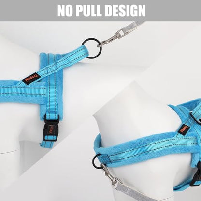 Didog Soft Flannel Padded Dog Vest Harness, No Pull/Quick Fit Reflective Dog Strap Harness, Easy for Training Walking (XS:Chest 15-18", Blue) - color: Blue, size: XS:chest 15-18"