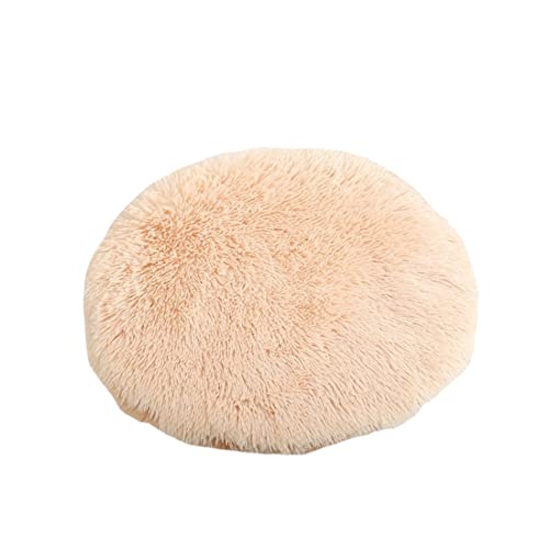 RICHRAIN Plush Cat Dog Cushion,Round Pet Warm Mat, PP Cotton Soft and Comfortable for Living Room (L 57 cm, Beige) - color: Beige, size: L 57CM