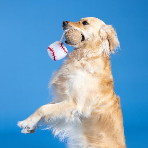 Fringe Studio Plush Dog Toy with Rope, Batter UP, Pet Shop Collection (314243) - color: Batter Up