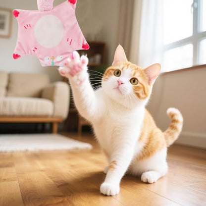 Andiker Catnip Cat Toys, Flying Squirrel Shape Plush Cat Toy with Crinkle Paper and Natural Catnip, Interactive Cat Toys for Indoor Cats and Kittens to Sniff Scratch Bite and Reduce Boredom (Pink) - color: Pink