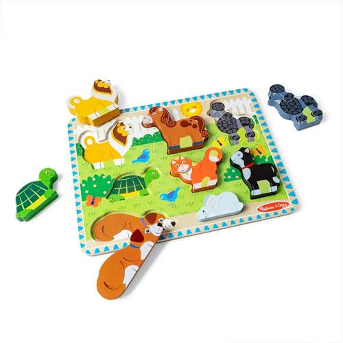 Melissa & Doug Pets Wooden Chunky Puzzle (8 pcs), Educational Screen Free Activity for Toddler, Preschoolers and Kids Ages 2+ - style: Pets