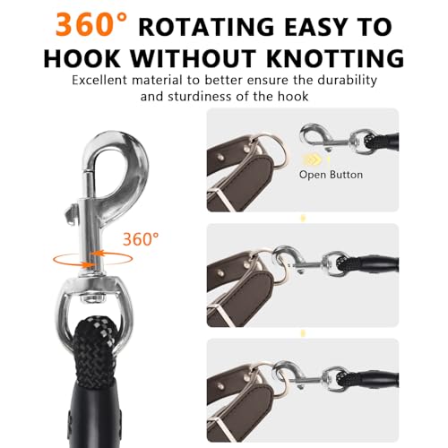 Rrechargeable Heated Dog Leash, Highly Reflective Threads Leash Rope with Rechargeable Hand Warmer for Medium Large Dogs, 1/2 inch - M - size: M