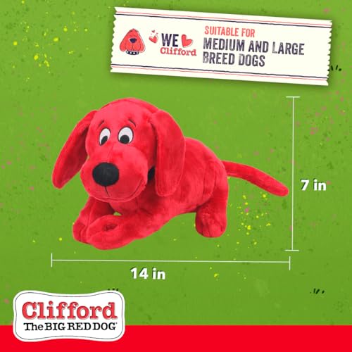 Clifford® Snuggle Buddy Plush Dog Toy | Cozy Dog Stuffed Animals Play Toy for Medium to Large Dogs | Comfort, Squeakers, Crinkle, Interactive Bonding - color: Red