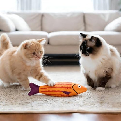 3 Pack Catnip Toys,Interactive Cat Kitten Teething Chew Kicker Toys Natural Catnip Cotton Fish Shape Toys for Bored,Exercise,Anxiety Relief - color: Blue,Orange,Grey