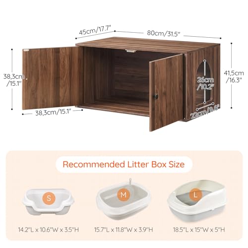 HOOBRO Cat Litter Box Enclosure, Hidden Litter Box Furniture with Side Entry, Litter Box Cabinet, Indoor Cat House, End Side Table, 31.5"L x 17.7"W x 16.3"H, for Living Room, Bathroom, Walnut WL40MW01 - color: Walnut