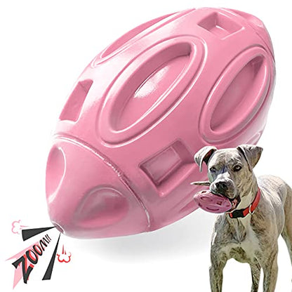 EASTBLUE Squeaky Dog Toys for Aggressive Chewers: Rubber Puppy Chew Ball with Squeaker, Almost Indestructible and Durable Pet Toy for Medium and Large Breed - color: Pink